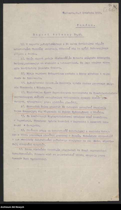 image.from.unit.number "Raporty polityczne, wiadomości różne z Warszawy i Paryża; "Pro Memoria""