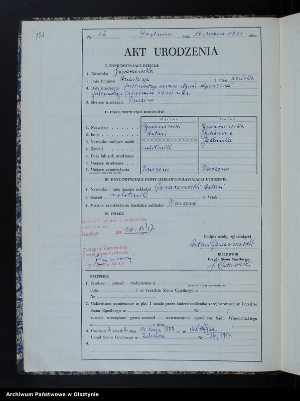 image.from.unit.number "Księga urodzeń Nr 1 - 57, 1-57, 1-74 /przepisana w języku polskim z oryginału niemieckiego w dniu 10.12.1956r./"