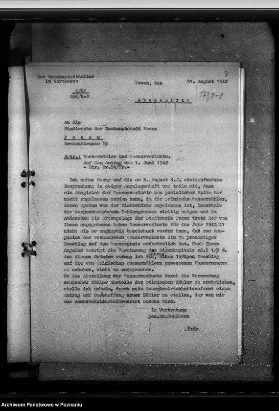 Obraz 7 z jednostki "Wasserzähler. Wasserverluste. Länderanteil an der Jagdscheinge bühr. Ausgleichszuschlag bei Lebendvieh und Ausgleichsabgabe auf frisches Fleisch"