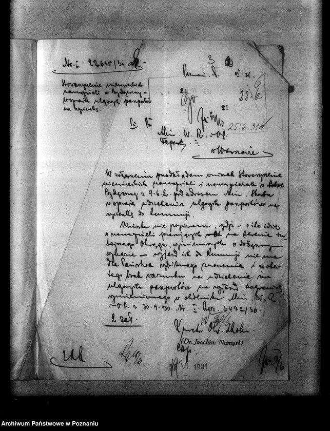 Obraz 7 z jednostki "[Wniosek stowarzyszenia niemieckich nauczycieli w Bydgoszczy w sprawie ulgowych paszportów na wycieczkę]"