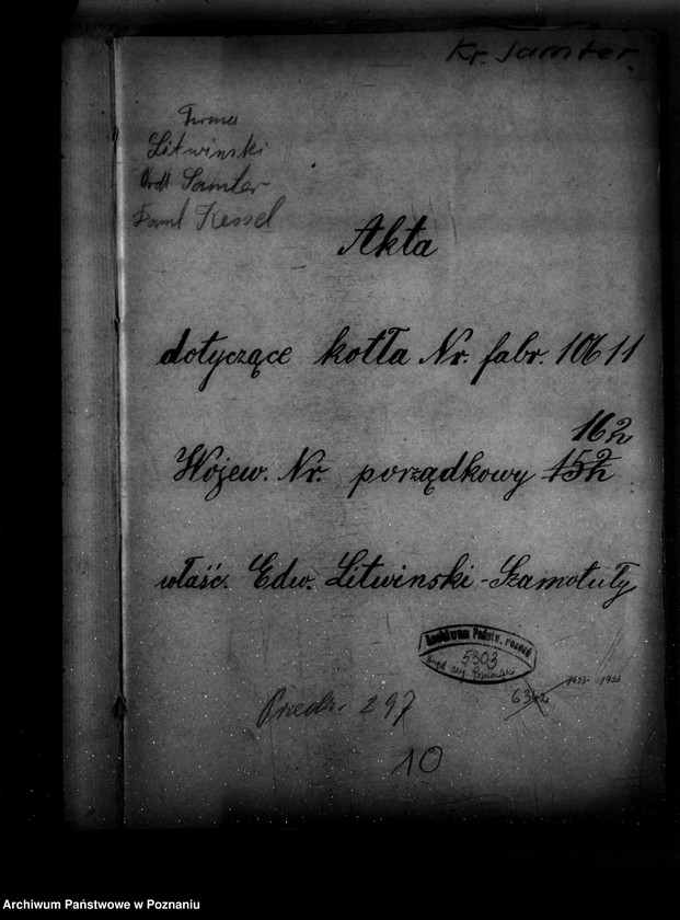 Obraz 4 z jednostki "Młyn parowy E. Litwińskiego w Szamotułach nr woj. kotła 162"