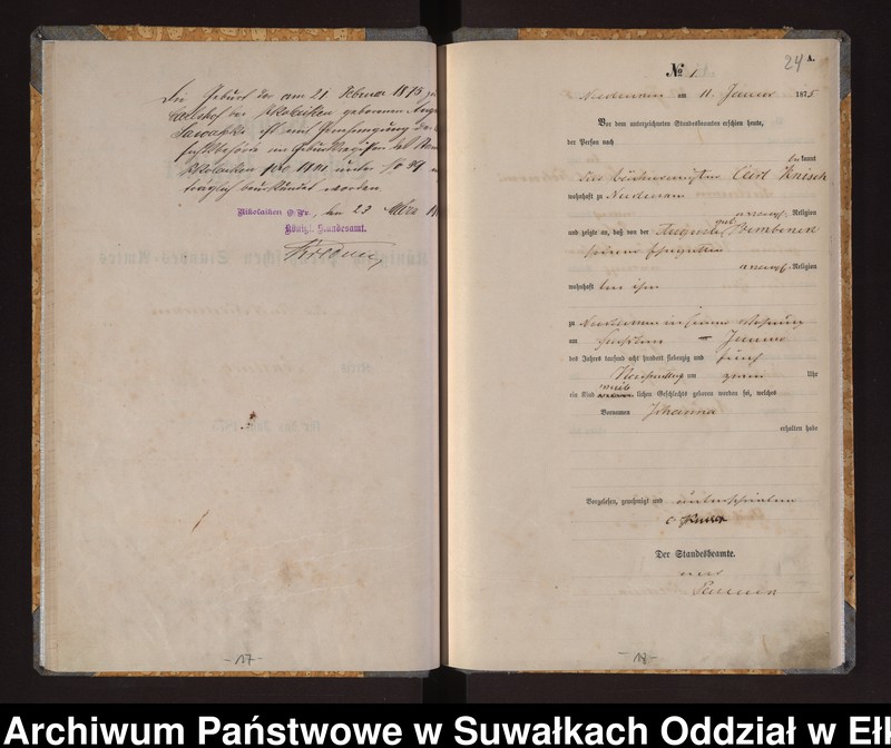image.from.unit.number "Haupt-Geburts-Register des Königlich Preussischen Standes-Amtes der Stadt Nicolaiken Kreis Sensburg"