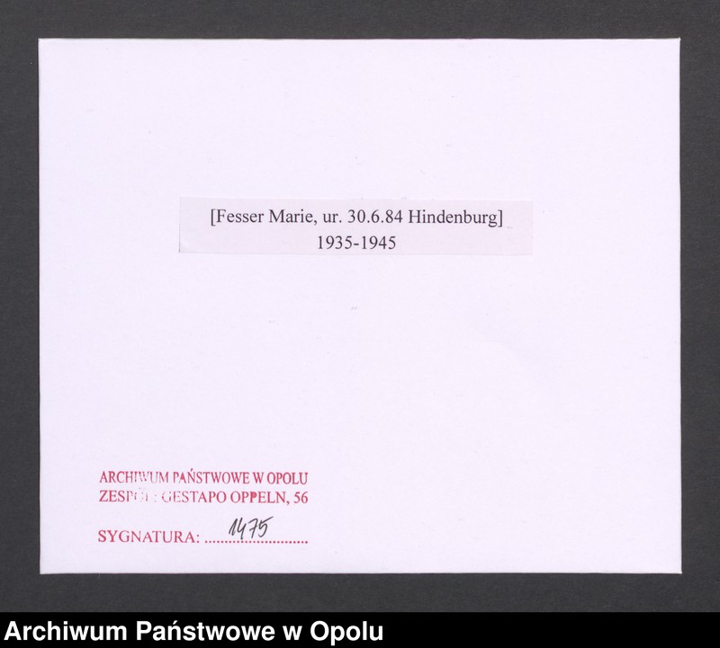 Obraz 2 z jednostki "[Fesser Marie, ur. 30.6.1884 Hindenburg]"