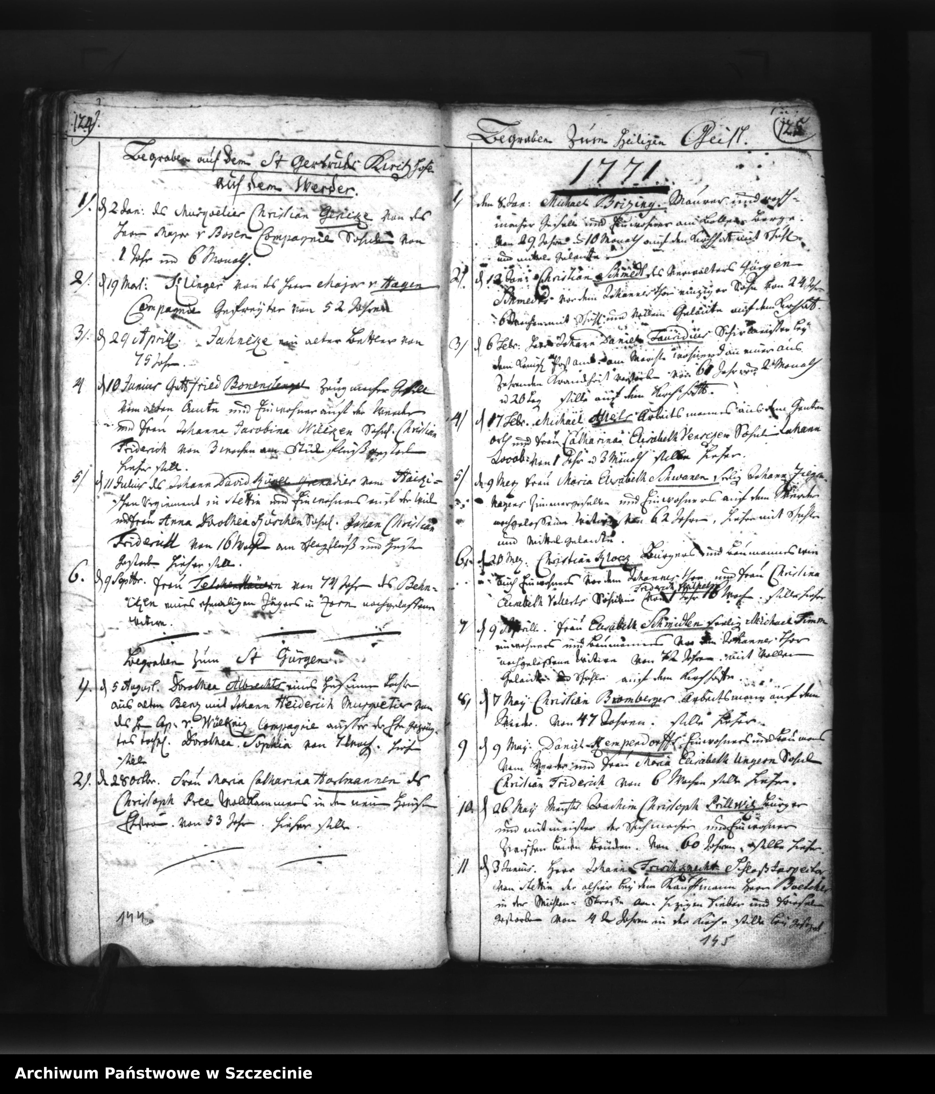 Skan z jednostki: Todten-Register von 1749 bis 1781 [Hl. Geist-Kirche. Stargard].