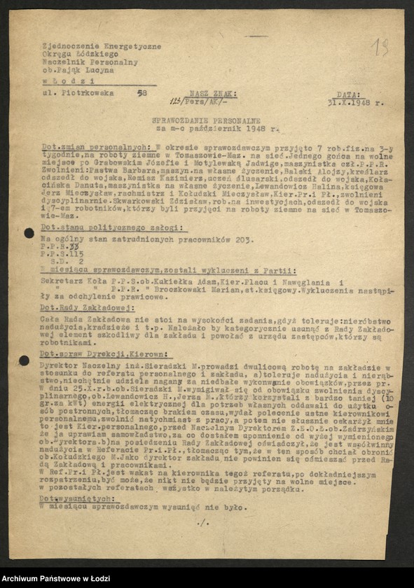 Obraz 20 z jednostki "Przemysł Metalowy - sprawozdania kierowników personalnych"