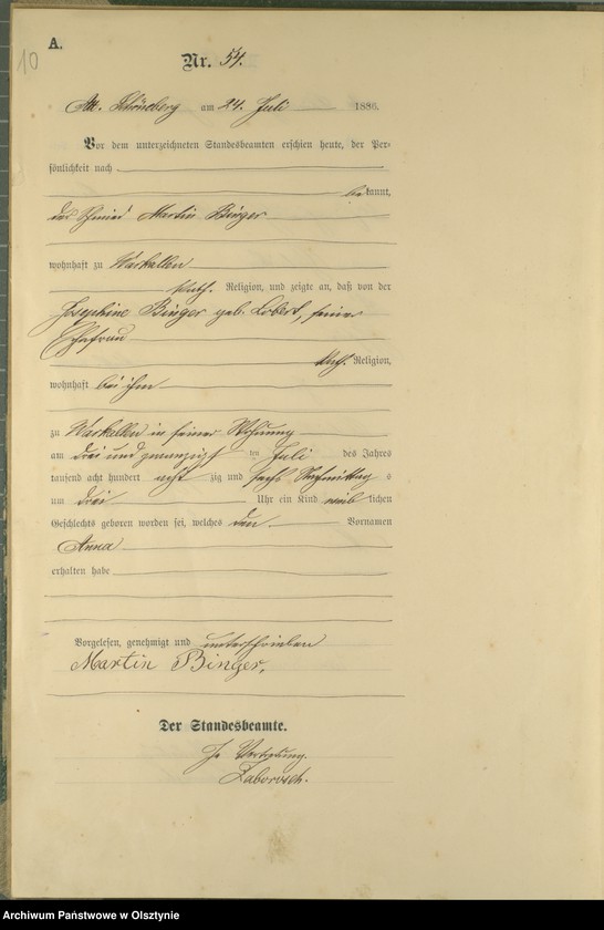image.from.unit.number "Geburts-Haupt-Register Tom I,Nr 45 - 60"