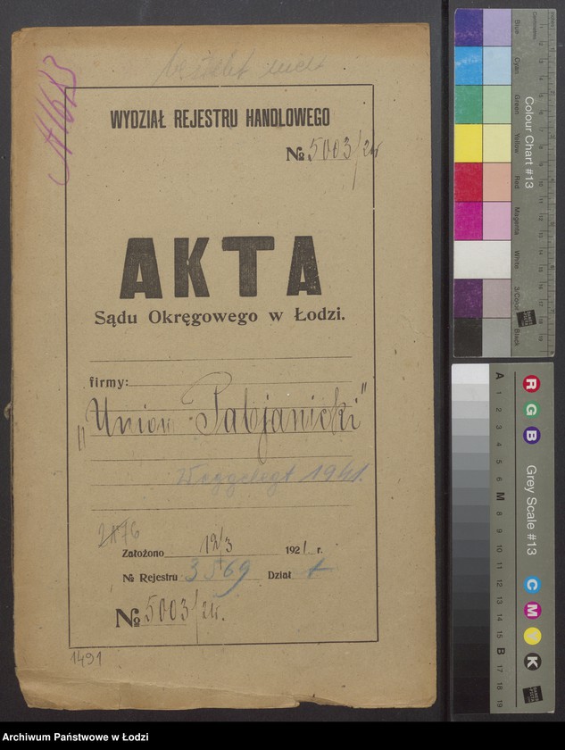 Obraz 2 z jednostki ""Union Pabjanicki"- Józef Leib Adler, Boruch Adler, Szlama Urbach, Abram Hersz Adler, Moszek Feiwel Poznański, Wolf Mendel- prowadzenie przedsiębiorstwa komisowo-ekspedycyjnego"