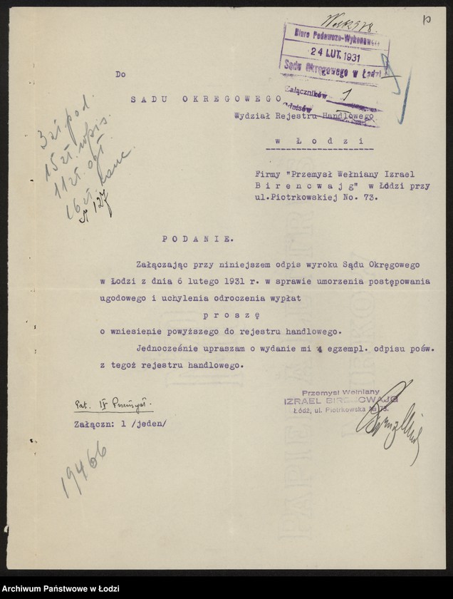 Obraz 12 z jednostki "Izrael Birencwajg- tkalnia wyrobów wełnianych"