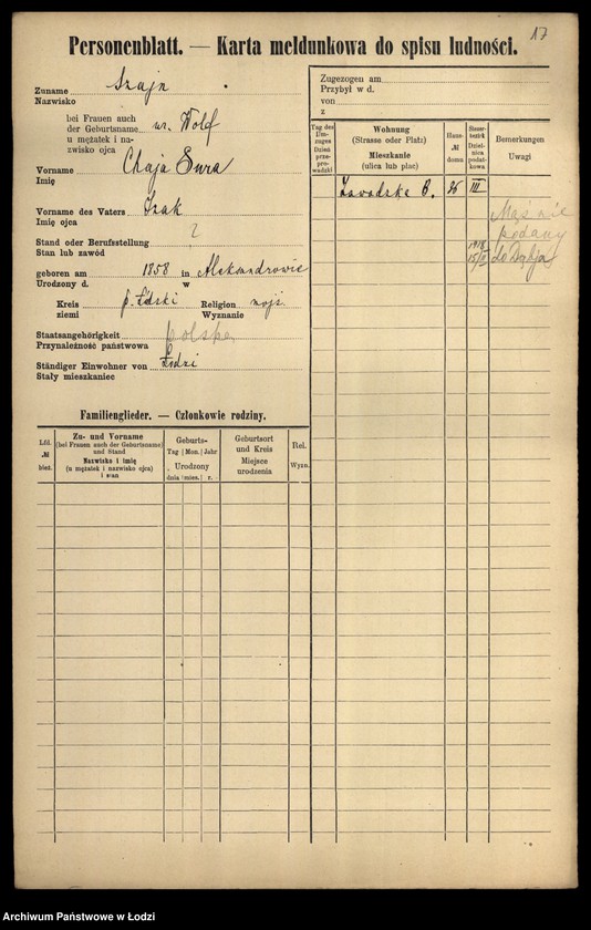 Obraz 19 z jednostki "[Spis ludności Łodzi] Szen-Szenfeld"