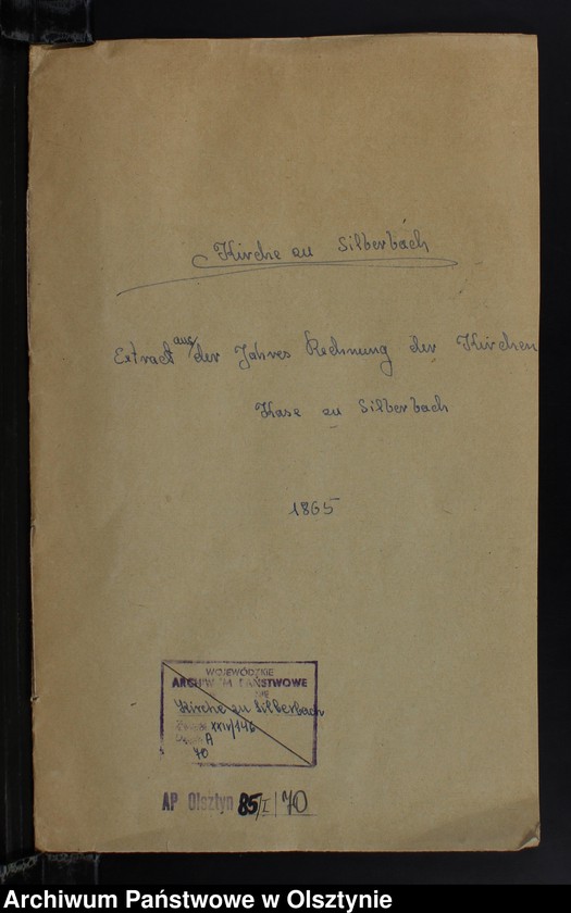 image.from.unit.number "Extract aus der Jahres Rechnung der Kirchen Kasse zu Silberbach"