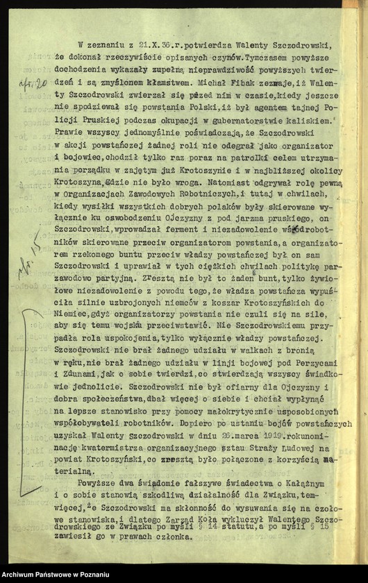 Obraz 12 z jednostki "Koło Ostrów akta sądu honorowego sprawie Walenty Szczodrowski i Andrzej Kałużny."