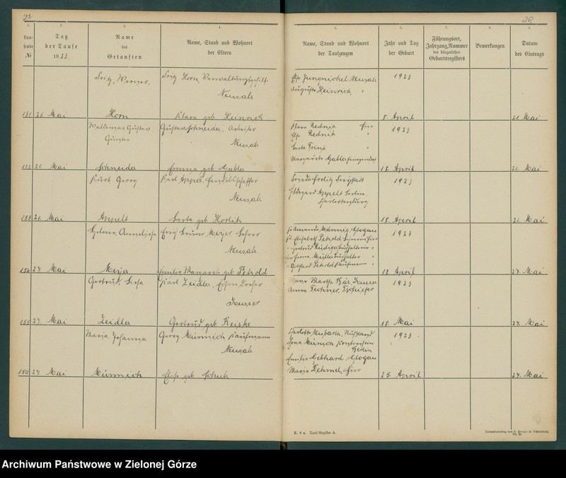 image.from.unit.number "Taufregister der evangelischen Kirche zu Neusalz a[n] O[der] Diöcese Freystadt N[ie]d[e]r Schl[iesen]"