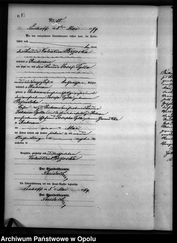 Obraz 13 z jednostki "Sterbe-Neben-Register Standesamts Kuhnau pro 1879"