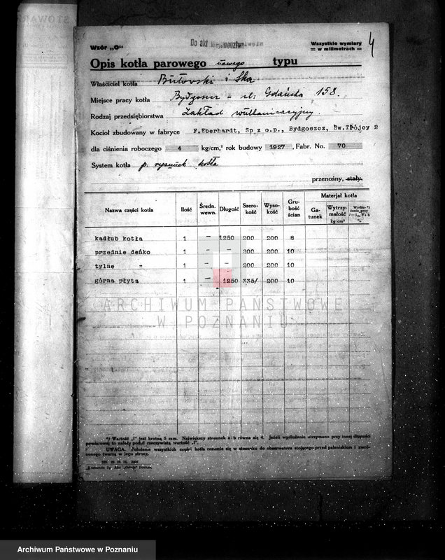 Obraz 7 z jednostki "Zakład Wulkanizacyjny Butowskiego i Ska w Bydgoszczy - nr woj. kotła 5957"