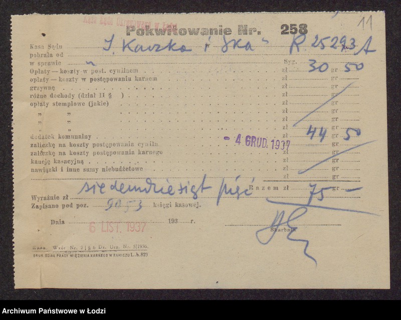 Obraz 13 z jednostki "Izrael Kaczka, Mordka Tajchman- sprzedaż dodatków krawieckich"
