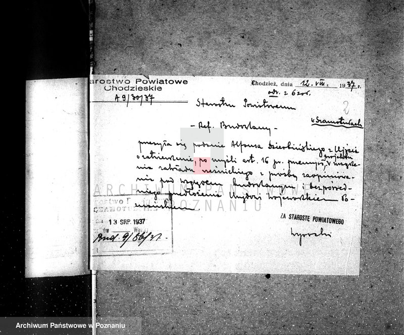 Obraz 6 z jednostki "Zatwierdzenie zakładu przemysłowego /rzeźni/ Dzierbiński Alfons - Ujście pow. Chodzież"