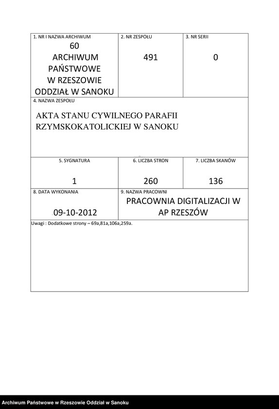 image.from.unit.number "Księga urodzeń z miejscowości Bykowce, Posada Olchowska, Posada Sanocka, Sanok"