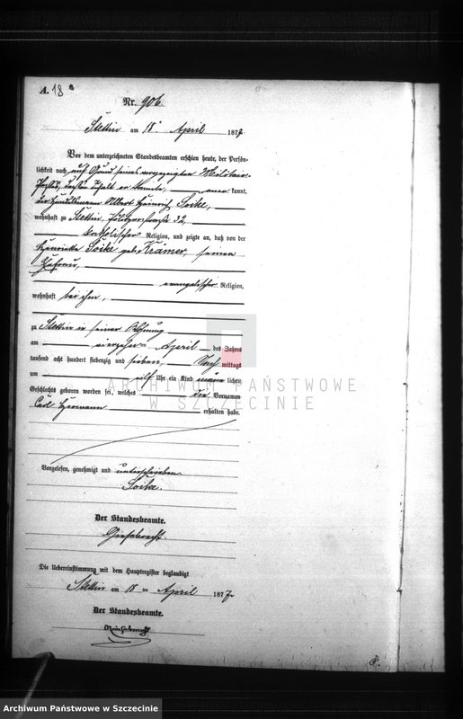 Obraz 20 z jednostki "Geburts-Register (Neben-Register) Band III"