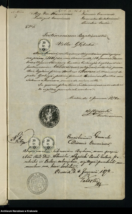 Obraz 6 z jednostki "Allegata do aktów małżeństw Parafii Koniusza za 1874 rok"