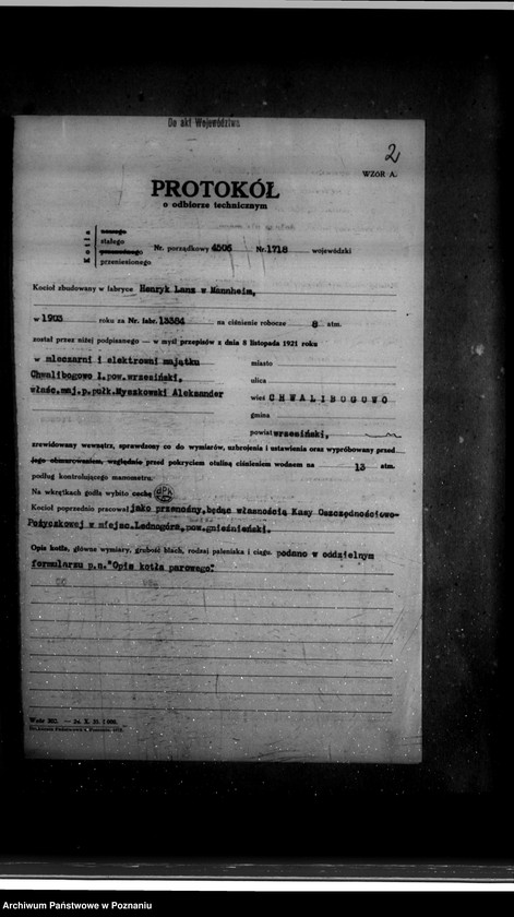 Obraz 6 z jednostki "Majętność Chwalibogowo powiat wrzesiński własność A. Myszkowski nr woj. kotła 1718"