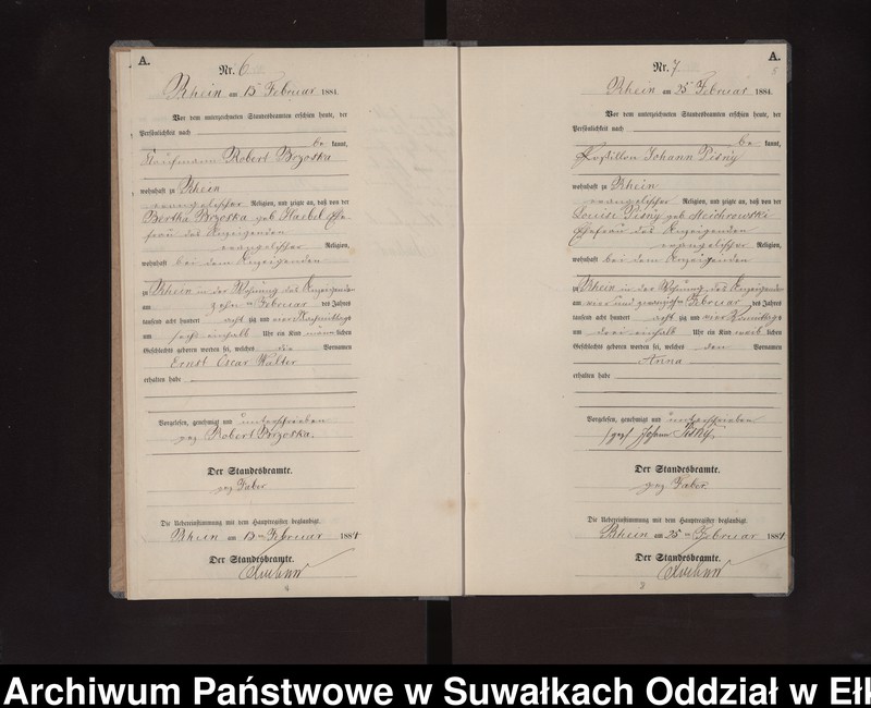 image.from.unit.number "Geburts-Neben-Register des Preussischen Standes-Amtes Rhein Kreis Loetzen"