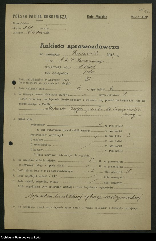 Obraz 13 z jednostki "Sprawozdania Referatu Sprawozdawczego dotyczące Plenum KC (lipiec, sierpień), wzrostu szeregów partyjnych"