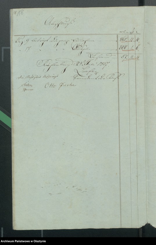 image.from.unit.number "Kirchen Kassen Rechnung von den beiden ewangelischen Kirchen zu Riesenburg"