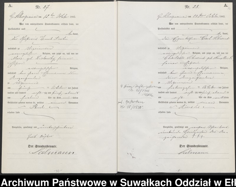 image.from.unit.number "Geburts-Haupt-Register des Königlich Preussischen Standes-Amtes Ukta Kreis Sensburg"