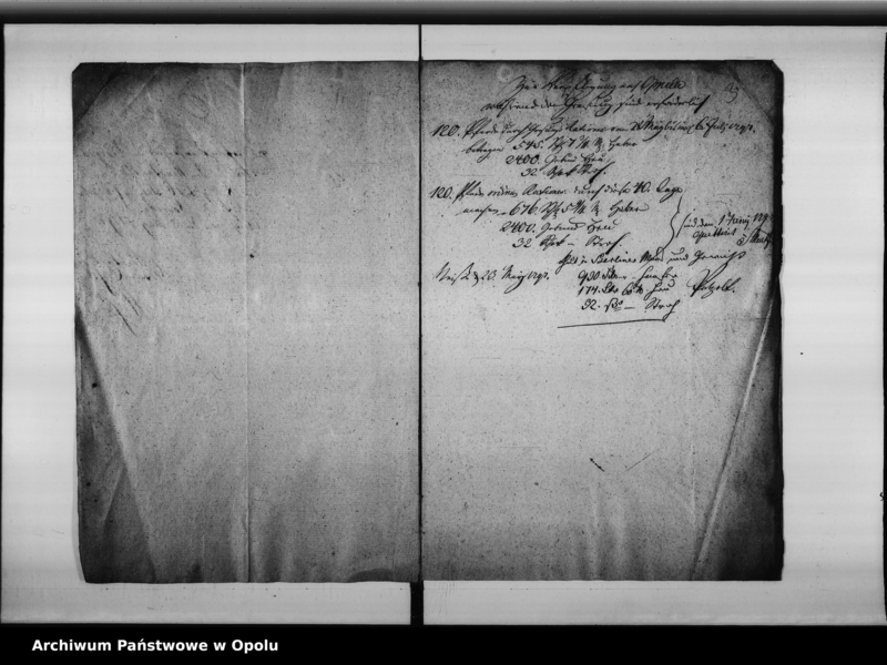 image.from.unit.number "Fourage Extracte über die Verpflegung der in Oppeln in Garnison stehenden 2 Esquadrons des Hochlöbl[ichen] v[on] Holtzendorffschen Cürassier Regiments. Vom 1-ten Iuny 1797 bis ult: May 1798"