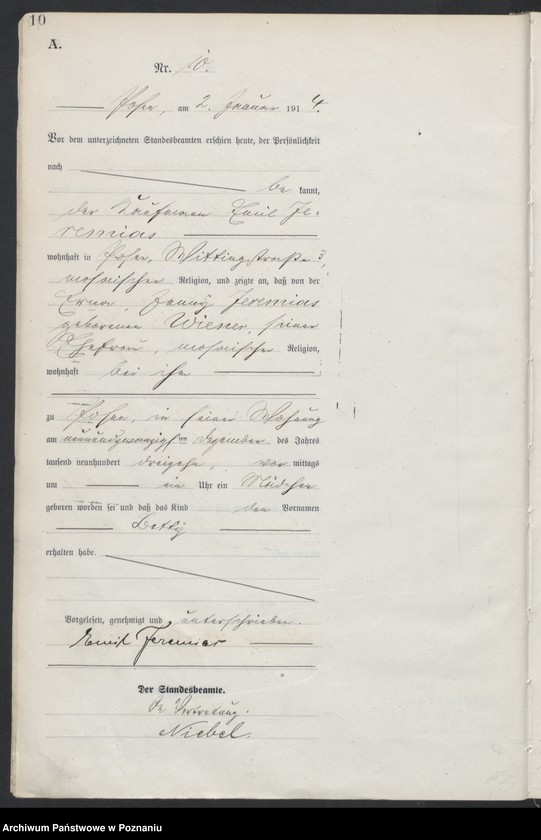 Obraz 12 z jednostki "Księga miejscowa urodzeń tom I [Rejestr główny urodzeń]"