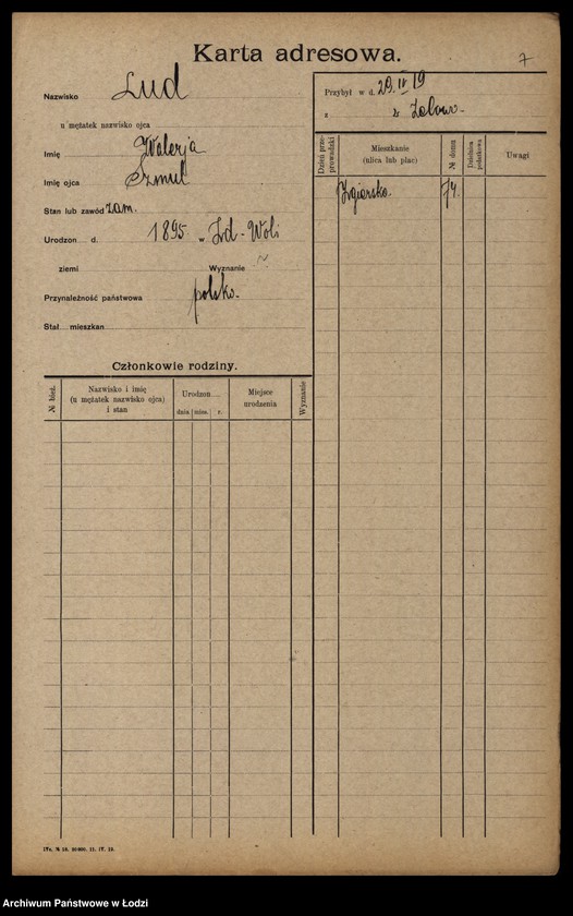 Obraz 9 z jednostki "[Spis ludności Łodzi] Luda - Łukańska"
