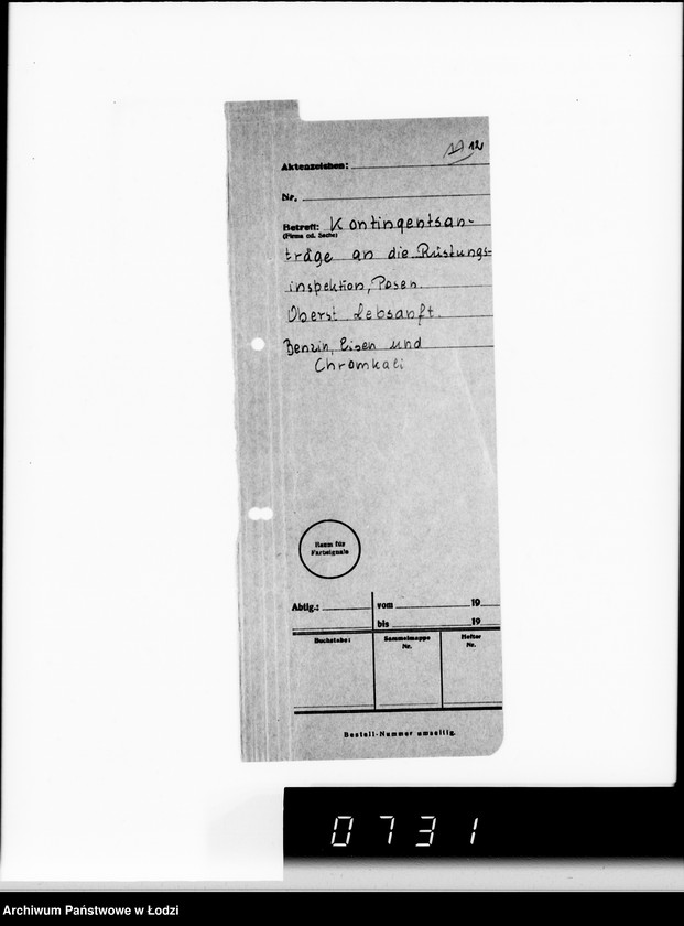 Obraz 16 z jednostki "Rüstungsinspektion des Wehrkreises XXI Abt.Verwaltung.[Korespondencja w sprawie przydziału żelaza]"