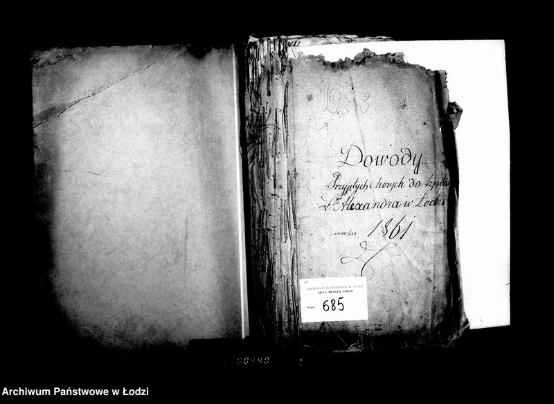 Obraz 5 z jednostki "Dowody przyjętych chorych do szpitala św. Aleksandra w Łodzi w 1861 r."