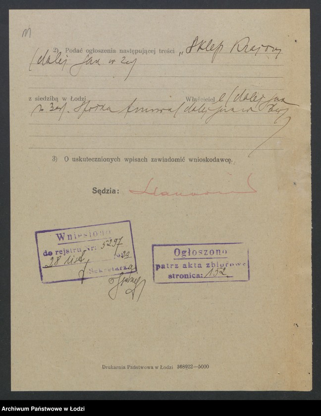 Obraz 13 z jednostki "Goldring i Kleczewski – sprzedaż towarów manufakturowych"