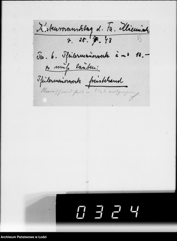 Obraz 9 z jednostki "Fa.Kliemisch.Werkhalle & Baluter-Schlahthof [rachunki za dostawy towarów dla Getta]"