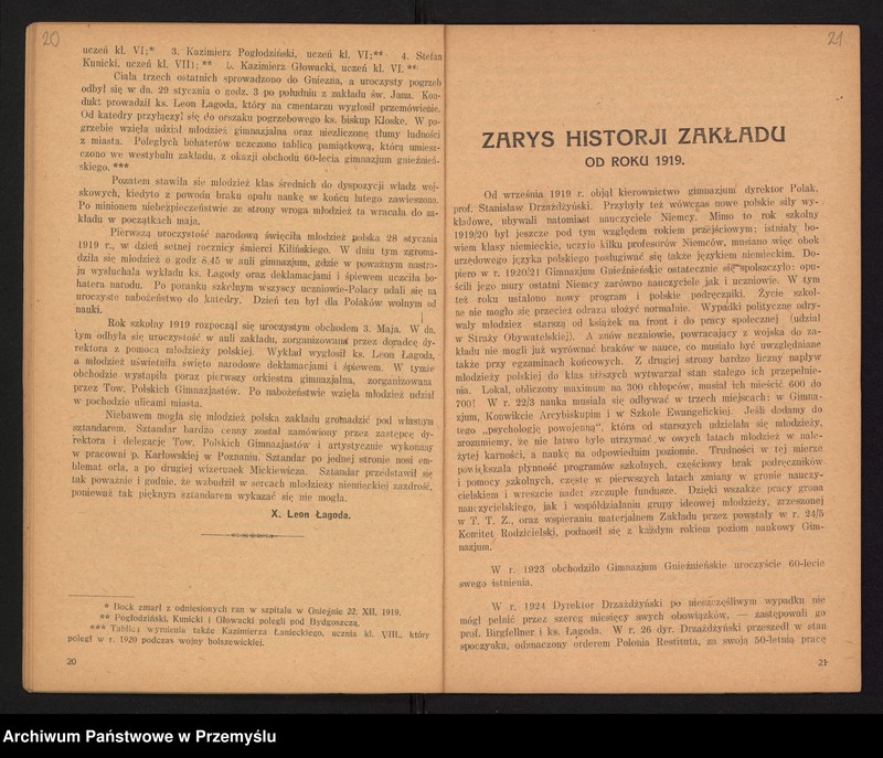 image.from.unit.number "Sprawozdanie Dyrekcji Państw[owego] Gimnazjum im. Bolesł[awa] Chrobrego w Gnieźnie za lata 1918/19-1928/29"