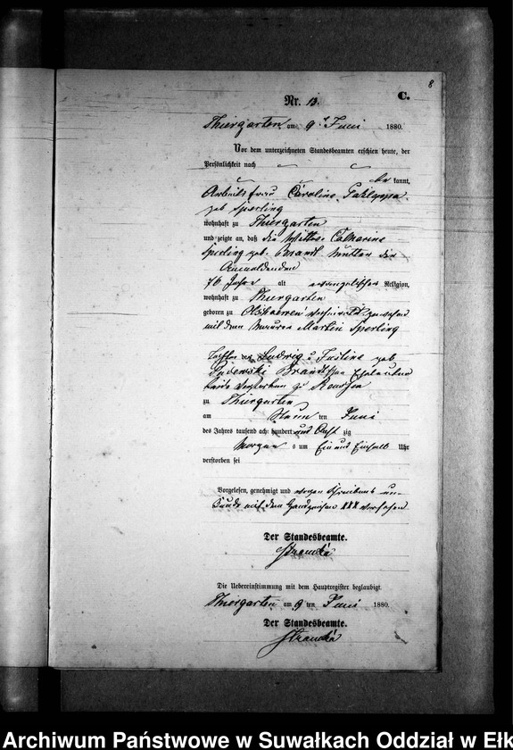 image.from.unit.number "Sterbe-Neben-Register des Preussischen Standes-Amtes Prinowen Kreis Angerburg"