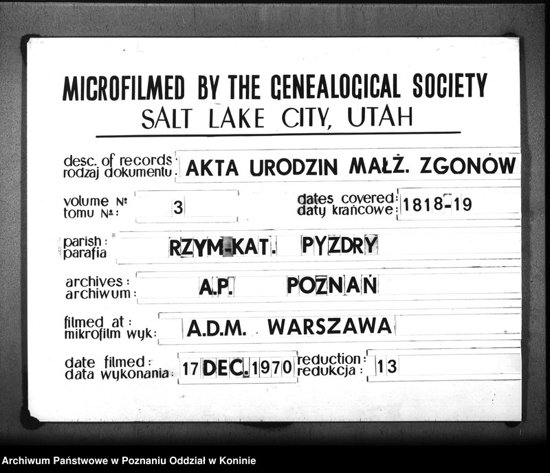 Obraz 1 z jednostki "Duplikat urodzeń, małżeństw i zejść"