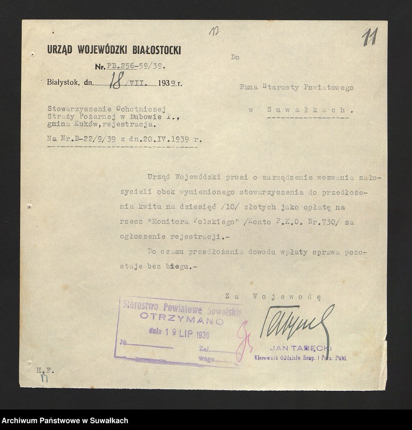 image.from.unit.number "[Sprawy rejestracji Stowarzyszenia Ochtniczej Straży Pożarnej w Leszczówku i Dubowie I i ...]"