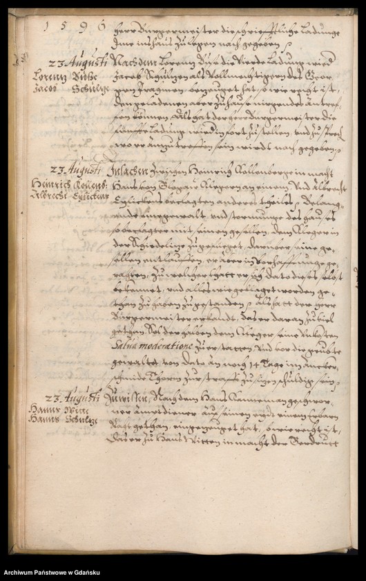 image.from.unit.number "Bürgermeisterliches Ambtbuch H. Johan von der Linden Praesidirenden Bürgermeisters […] vom [21.VIII.-31.XII.1596] Das ander No. 5 /indeks/"