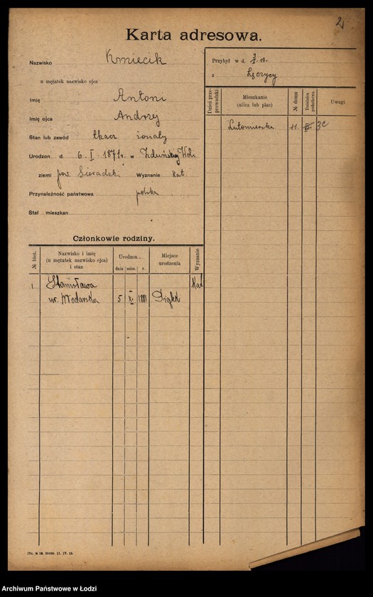 Obraz 4 z jednostki "[Spis ludności Łodzi] Kmiecik - Knittel"