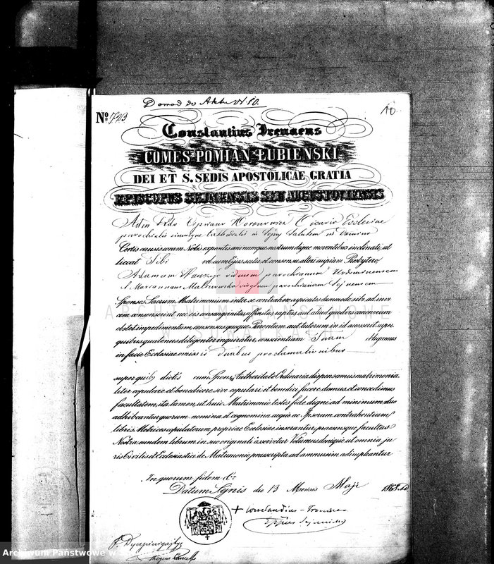 Obraz 14 z jednostki "Annexa do Akt Zaślubionych parafii Sejneńskiej z roku 1868 r."