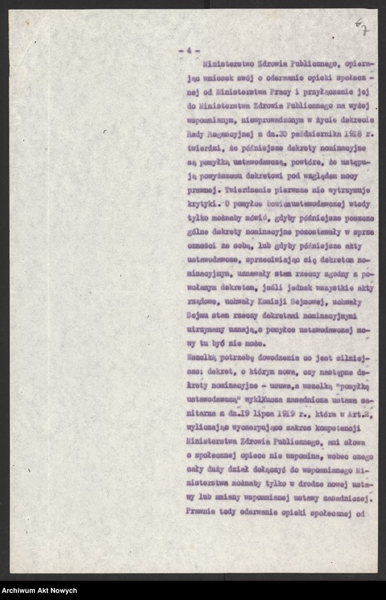 image.from.unit.number "(Organizacja pracy w resortach: Poczt i Telegrafów, Opieki Społecznej, Spraw Wewnętrznych i Kolei Żelaznych. Sprawozdania: Prezesa Delegacji Polskich w Komisjach Mieszanych… w Moskwie oraz Polskiej Kasy Oszczędności)"