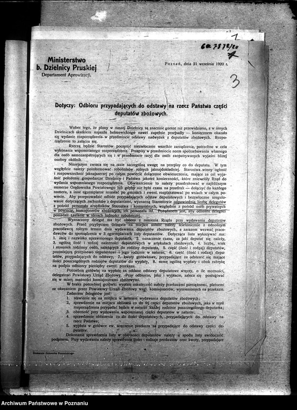 Obraz 7 z jednostki "Sprawy szczegółowo-administracyjne Aprowizacja - rozporządzenia i zarządzenia"