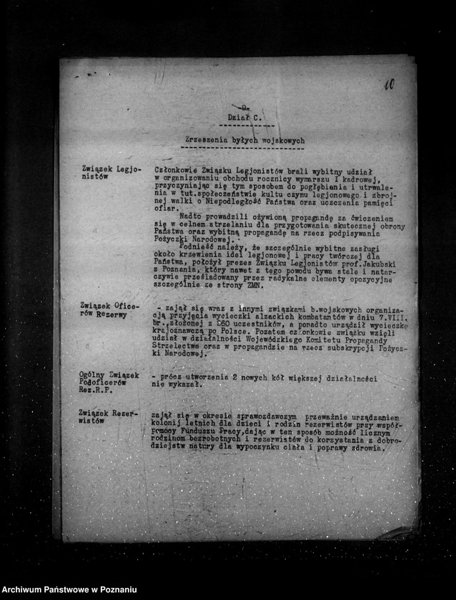 Obraz 14 z jednostki "Sprawozdanie kwartalne z życia polskich legalnych stowarzyszeń i związków za okres od 1 lipca do 31 grudnia 1933 r."