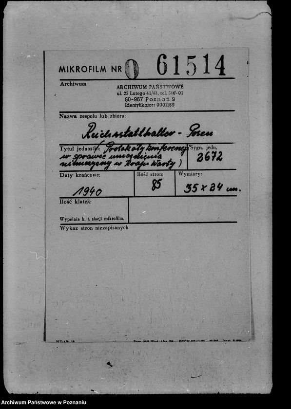 Obraz 2 z jednostki "Protokoły konferencji w sprawie umocnienia niemczyzny w Kraju Warty"