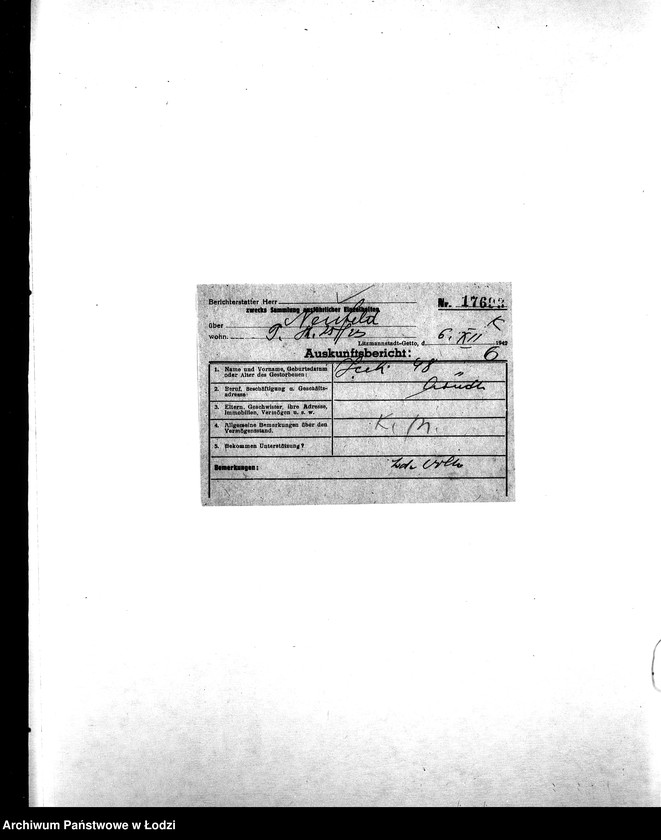 Obraz 9 z jednostki "[Korespondencja z wydziałami gettowymi; z osobami prywatnymi w różnych krajach w sprawie informacji o mieszkańcach getta]"