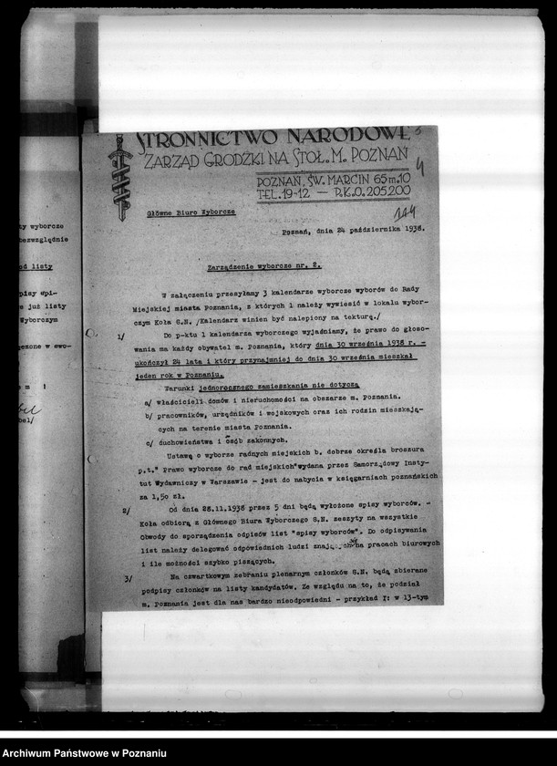 image.from.unit.number "Zarządzenia wyborcze Stronnictwa Narodowego i korespondencja"