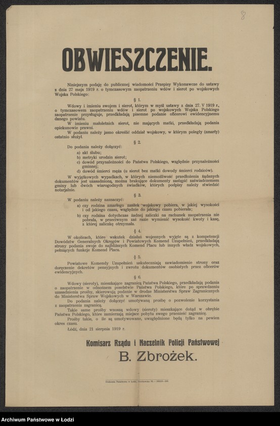 Obraz 1 z jednostki "[Obwieszczenie w sprawie obowiązku zgloszenia wszelkich przedmiotów pozostałych po okupantach]"