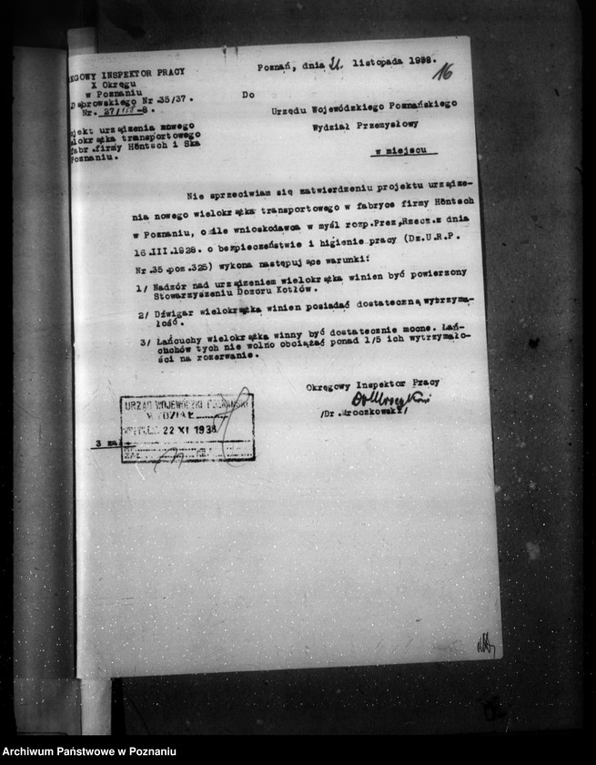 Obraz 20 z jednostki "Zatwierdzenie projektu rozbudowy zakładu przemysłowego /fabryki kotłów centralnego ogrzewania i odlewni żelaza firmy Höntschi Spółka Poznań-Rataje/"